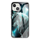 Colorful Painted Glass Shockproof Protective Case For iPhone 13 Mini(Wolf)