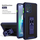For Motorola Moto G100 Dual-color Skin Feel TPU + PC Magnetic Shockproof Case with Invisible Holder(Blue)