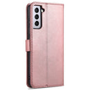 For Samsung Galaxy S21 FE 5G AZNS Skin Feel Calf Texture Horizontal Flip Leather Case with Card Slots & Holder & Wallet(Rose Gold)