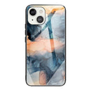 Abstract Marble Pattern Glass Protective Case For iPhone 13(Abstract Blue)