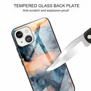 Abstract Marble Pattern Glass Protective Case For iPhone 13(Abstract Blue)