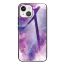 Abstract Marble Pattern Glass Protective Case For iPhone 13(Abstract Purple)