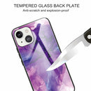 Abstract Marble Pattern Glass Protective Case For iPhone 13(Abstract Purple)
