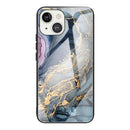 Abstract Marble Pattern Glass Protective Case For iPhone 13(Abstract Gold)