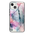 Abstract Marble Pattern Glass Protective Case For iPhone 13(Abstract Multicolor)
