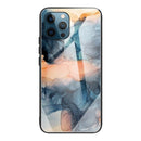 Abstract Marble Pattern Glass Protective Case For iPhone 13 Pro(Abstract Blue)