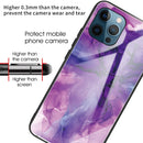 Abstract Marble Pattern Glass Protective Case For iPhone 13 Pro(Abstract Purple)