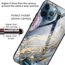 Abstract Marble Pattern Glass Protective Case For iPhone 13 Pro(Abstract Gold)