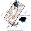 Abstract Marble Pattern Glass Protective Case For iPhone 13 Pro(Rhombus White Purple)