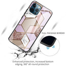 Abstract Marble Pattern Glass Protective Case For iPhone 13 Pro(Rhombus Orange Purple)