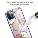 Abstract Marble Pattern Glass Protective Case For iPhone 13 Pro(Rhombus Orange Purple)