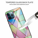 Abstract Marble Pattern Glass Protective Case For iPhone 13 Pro(Rhombus Gradient)