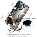 Abstract Marble Pattern Glass Protective Case For iPhone 13 Pro(Rhombus Black)