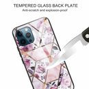 Abstract Marble Pattern Glass Protective Case For iPhone 13 Pro(Rhombus Rose)