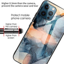 Abstract Marble Pattern Glass Protective Case For iPhone 13 Pro Max(Abstract Blue)