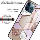 Abstract Marble Pattern Glass Protective Case For iPhone 13 Pro Max(Rhombus Orange Purple)