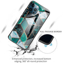 Abstract Marble Pattern Glass Protective Case For iPhone 13 Pro Max(Rhombus Dark Green)