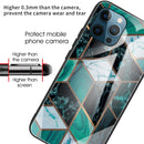 Abstract Marble Pattern Glass Protective Case For iPhone 13 Pro Max(Rhombus Dark Green)