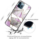 Abstract Marble Pattern Glass Protective Case For iPhone 13 Pro Max(Rhombus Gray Purple)