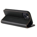 Fierre Shann PU Leather Texture Horizontal Flip Leather Case with Holder & Card Slots & Wallet For iPhone 13(Black)