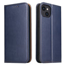 Fierre Shann PU Leather Texture Horizontal Flip Leather Case with Holder & Card Slots & Wallet For iPhone 13(Blue)