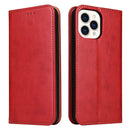 Fierre Shann PU Leather Texture Horizontal Flip Leather Case with Holder & Card Slots & Wallet For iPhone 13 Pro Max(Red)