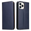 Fierre Shann PU Leather Texture Horizontal Flip Leather Case with Holder & Card Slots & Wallet For iPhone 13 Pro Max(Blue)
