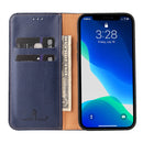 Fierre Shann PU Leather Texture Horizontal Flip Leather Case with Holder & Card Slots & Wallet For iPhone 13 Pro Max(Blue)