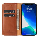 Fierre Shann PU Leather Texture Horizontal Flip Leather Case with Holder & Card Slots & Wallet For iPhone 13 Pro Max(Brown)