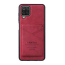 For Samsung Galaxy A22 TAOKKIM Retro Matte PU Leather + PC + TPU Shockproof Back Cover Case with Holder & Card Slot(Red)