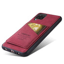 For Samsung Galaxy A22 TAOKKIM Retro Matte PU Leather + PC + TPU Shockproof Back Cover Case with Holder & Card Slot(Red)