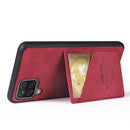 For Samsung Galaxy A22 TAOKKIM Retro Matte PU Leather + PC + TPU Shockproof Back Cover Case with Holder & Card Slot(Red)