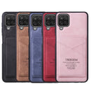 For Samsung Galaxy A22 TAOKKIM Retro Matte PU Leather + PC + TPU Shockproof Back Cover Case with Holder & Card Slot(Red)
