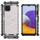 For Samsung Galaxy A22 5G Shockproof Honeycomb PC + TPU Case with Neck Lanyard(White)
