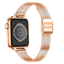 14mm Seven-beads Double Safety Buckle Slim Steel Watch Band For Apple Watch Series 7 41mm / 6 & SE & 5 & 4 40mm / 3 & 2 & 1 38mm(Rose Gold)
