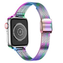 14mm Seven-beads Double Safety Buckle Slim Steel Watch Band For Apple Watch Series 7 41mm / 6 & SE & 5 & 4 40mm / 3 & 2 & 1 38mm(Colorful)