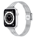 14mm Seven-beads Double Safety Buckle Slim Steel Watch Band For Apple Watch Series 7 41mm / 6 & SE & 5 & 4 40mm / 3 & 2 & 1 38mm(Silver)