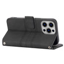 Embossed Striped Magnetic Buckle PU + TPU Horizontal Flip Leather Case with Holder & Card Slot & Wallet & Photo Frame & Sling For iPhone 13(Black)