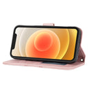 Embossed Striped Magnetic Buckle PU + TPU Horizontal Flip Leather Case with Holder & Card Slot & Wallet & Photo Frame & Sling For iPhone 13 Pro(Pink)