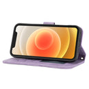 Embossed Striped Magnetic Buckle PU + TPU Horizontal Flip Leather Case with Holder & Card Slot & Wallet & Photo Frame & Sling For iPhone 13 Pro(Purple)