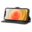 Embossed Striped Magnetic Buckle PU + TPU Horizontal Flip Leather Case with Holder & Card Slot & Wallet & Photo Frame & Sling For iPhone 13 Pro(Black)