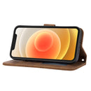 Embossed Striped Magnetic Buckle PU + TPU Horizontal Flip Leather Case with Holder & Card Slot & Wallet & Photo Frame & Sling For iPhone 13 Pro Max(Brown)