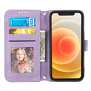 Embossed Striped Magnetic Buckle PU + TPU Horizontal Flip Leather Case with Holder & Card Slot & Wallet & Photo Frame & Sling For iPhone 13 Pro Max(Purple)