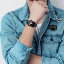 Seven-beads Double Safety Buckle Steel Watch Band For Apple Watch Series 7 41mm / 6 & SE & 5 & 4 40mm / 3 & 2 & 1 38mm(Black)