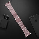 Seven-beads Double Safety Buckle Steel Watch Band For Apple Watch Series 7 41mm / 6 & SE & 5 & 4 40mm / 3 & 2 & 1 38mm(Rose Pink)