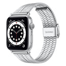 Seven-beads Double Safety Buckle Steel Watch Band For Apple Watch Series 7 41mm / 6 & SE & 5 & 4 40mm / 3 & 2 & 1 38mm(Silver)