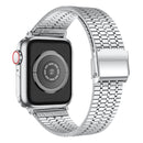 Seven-beads Double Safety Buckle Steel Watch Band For Apple Watch Series 7 41mm / 6 & SE & 5 & 4 40mm / 3 & 2 & 1 38mm(Silver)