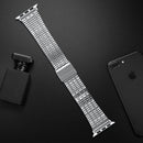 Seven-beads Double Safety Buckle Steel Watch Band For Apple Watch Series 7 41mm / 6 & SE & 5 & 4 40mm / 3 & 2 & 1 38mm(Silver)