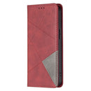 Rhombus Texture Horizontal Flip Magnetic Leather Case with Holder & Card Slots For iPhone 13 mini(Red)
