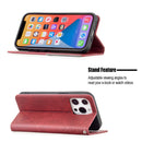 Rhombus Texture Horizontal Flip Magnetic Leather Case with Holder & Card Slots For iPhone 13 mini(Red)